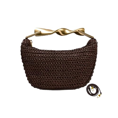 Mini Straw Crossbody Bags for Women Summer Beach Satchels Purse Woven Top-Handle Clutch Handbag with 2 Shoulder Straps
