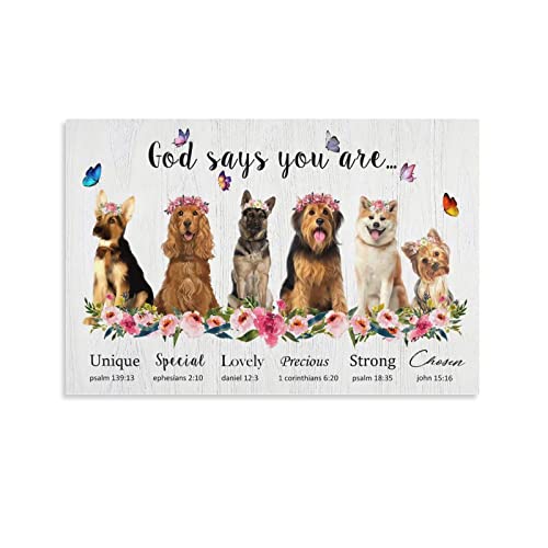 HLLNWB God Says You Are Poster Dog Poster Inspirational Psalms Bible Verses Scripture Wall Décor (Unframe 12x18inch)