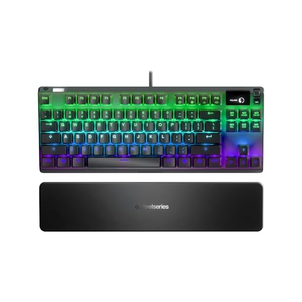 SteelSeries Apex 7 TKL Compact Mechanical Gaming Keyboard – OLED Smart Display – USB Passthrough and Media Controls – Linear and Quiet – RGB Backlit (Red Switch)
