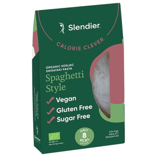 Fideos de espagueti de konjac Slendier | Sin gluten, cero calorías y sin grasa | Apto para cetogénicos, veganos y diabéticos | Pasta baja en carbohidratos y rica en fibra para comidas saludables