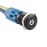 E Support™ 16mm 12V 3A Car White LED Light Power Metal Push Button Toggle Switch Socket Plug Latching Black Shell