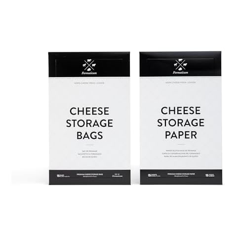 Formaticum Cheese Storage Bags with Storage Paper & Adhesive Labels - Wax Paper Bags & Paper - Cheese Paper for Wrapping Cheese - Porous Brown Paper Bags 6 x 11 (15 x Bags, Sheets & Labels) Cover