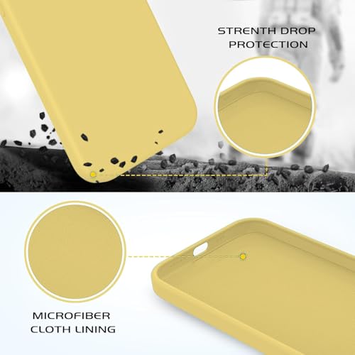 Image of DIZORO Microfiber Candy Case Compatible for iPhone 12 / iPhone 12 Pro 6.1 inch, Shockproof Slim Back Cover Liquid Silicone Case- Yellow