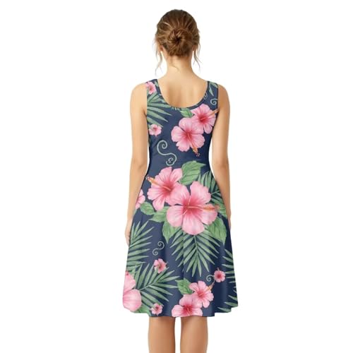 Image of Dreaweet Casual Sleeveless Dresses for Women Girls, Round Neck Tank Dresses with Pockets Summer Sundress Size XS-4XL