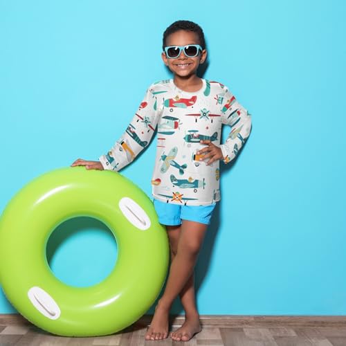 Image of CaTaKu Boys Swim Shirt Long Sleeve Rash Guard for Boys Toddler Rashguard Water Sun Shirt UPF+ 50 Swimwear