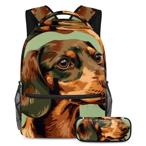 Sac à dos teckel marron enfant 2 pièces, le cadeau de rentrée indispensable