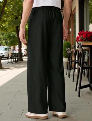 Image of KOTTY Men's Wide Leg Casual Style Korean Trousers with Relaxed Fit Tailoring Modern Structured Design for Professional Wear