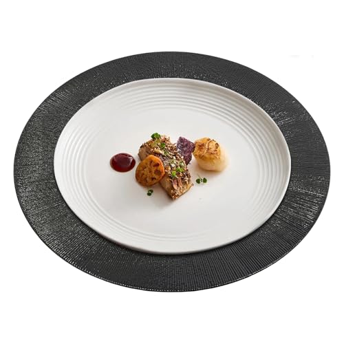 100 Platos Cargadores Plástico Negros 12.99 in Redondos miniatura 1