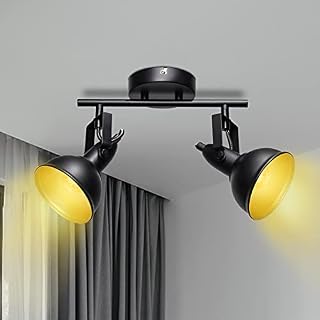 Unikcst Wall Lights Indoor Rotatable 1 Way Retro Wall Lighting Fixtures Black Wall Spotlights E14 240V LED Ceiling Lights for Kitchen Bedroom Living Room (No Bulbs)