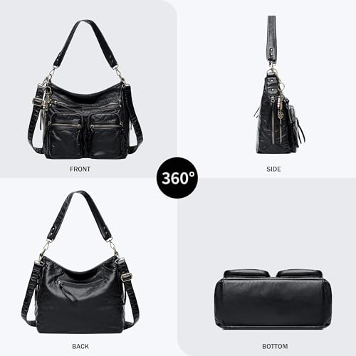 Image of Worldlyda Crossbody Bags for Women Large Tote Soft Leather Purses Washed Y2K Hobo Vintage Handbag Shoulder City Bag