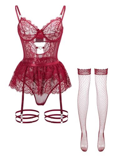 Image of Foxiny Sexy Lingerie Set 3 Piece Women Corset Bodysuit