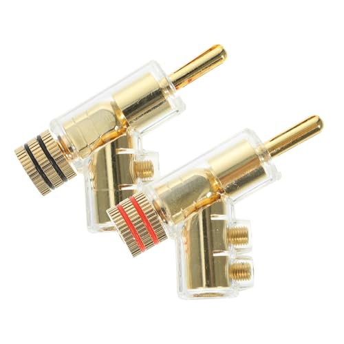 CHICAMPERA 2個 ロック機能付き直角バナナプラグ はんだ不要のスピーカーケーブル用金メッキコネクター 耐久性高く安定した音響接続でなサウ