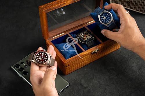 Image of Royal Craft Expertise Watch Box For Men, Wooden watch boxes, Watch case for men, Indian Rosewood Timekeeper box with hinged lid, Timepiece storage Case