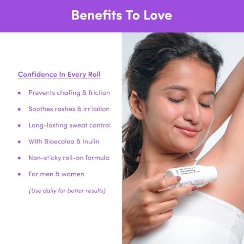 Image of Cos-IQ Anti-Chafing Roll-On Serum (Pack of 2 X 40ml)| Bioecolea & Inulin | Anti-Rash Serum for Intimate Areas | Reduces Inner Thigh Rashes from Sports| Prevents Sweat, Odor, Irritation & Rashes | 80ml