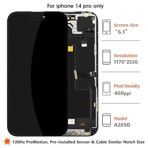 Écran pour iPhone 14 Pro LCD TFT Kit de remplacement avec capteur câble et outils - 3