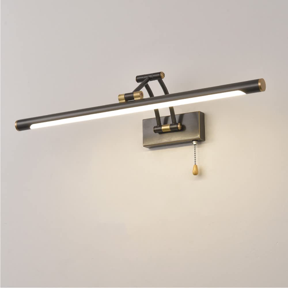 Lampada da toeletta a LED in Rame Lampada da Bagno lineare Lampada Frontale a Specchio Regolabile con Interruttore a Catena Cornice per Illuminazione di,Nero-58cm