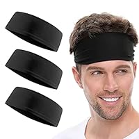 Boldfit Premium Strapless Sports Sweat Head Band for Gym, Runnig, Tennis, Badminton & Other Sports for Men & Women, Unisex Wearability with Non-Slip & Quick Drying for Long Hair, Black, Pack of 3