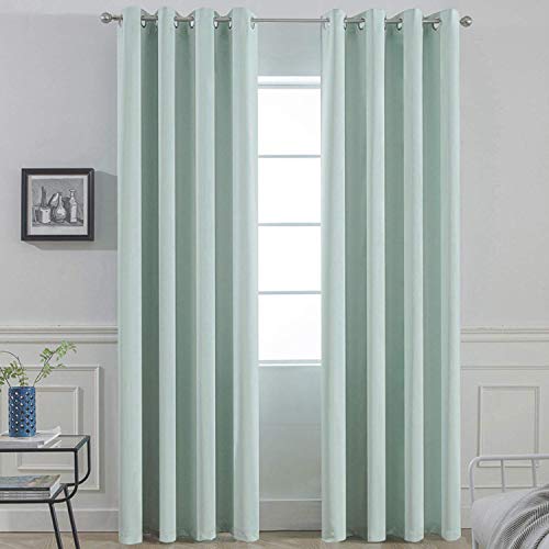 Yakamok Treatment Blackout Thermal Insulated Room Darkening Solid Grommet Curtains/Drapes for Bedroom,Bonus 2