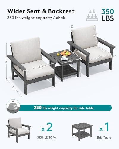 Image of SERWALL HDPE Patio Conversation Set with Side Table