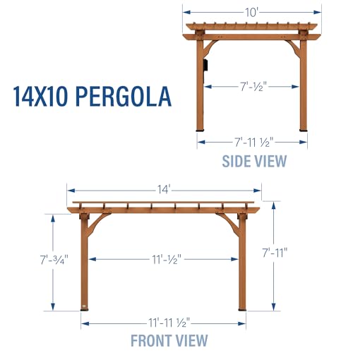 Backyard Discovery Beaumont 14' x 10' Traditional Cedar Wood Pergola Kit with Trellis Roof, All-Season Durability, High-Wind Rating, PowerPort, Shade for Outdoor Patio, Deck, Garden, and Entertaining - image 3