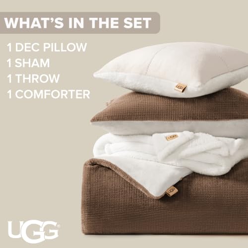 Image of UGG Remina Twin Comforter Set, Dorm Bed in a Bag, 4-Piece, Chestnut Brown