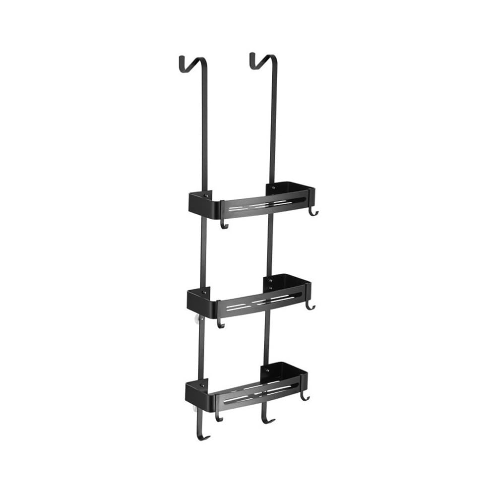 Bathroom Shelves Hanging Shower Caddy Over The Door 3-Tier Shower Organizer with 8 Hooks No-Drilling Aluminum Bathroom Shower
