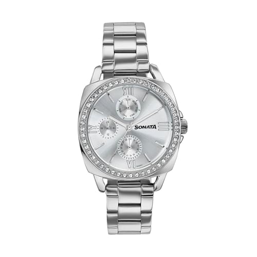 Sonata Festive 2.0 Quartz Analog with Silver Dial Silver Sheet Metal Strap Watch for Women - 87105SM01