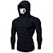 Felpa con Cappuccio Maschera da Uomo Skull Pure Color Pullover Maglie a Manica Lunga Camicetta (M,4- Marina Militare)