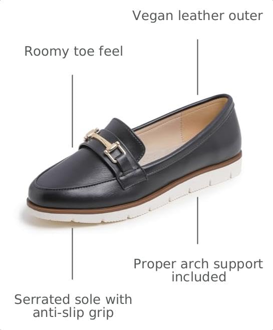 Image of FEVERSOLE Women's Comfort Penny Loafer Geniune Leather Insole Flexible Walking Driving Shoes