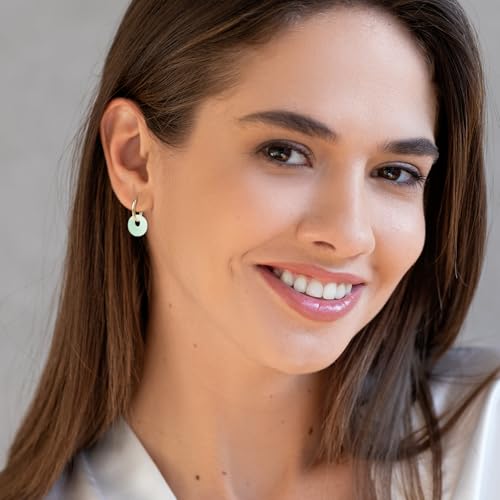 Gold Jade Hoop Earrings, Green Donut Shaped Jade Jewelry for Women2