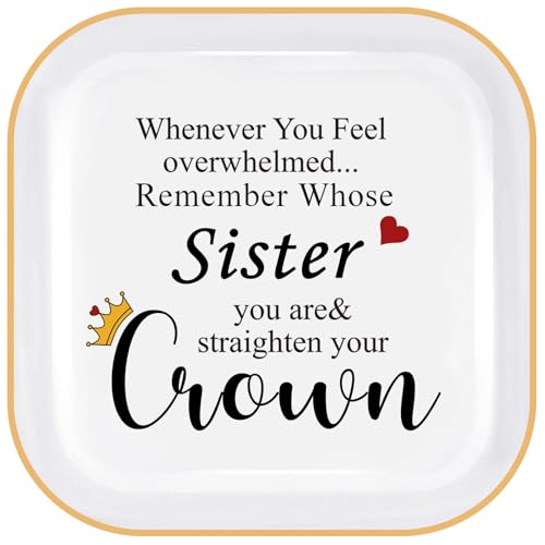 Sister Gifts Ceramic Ring Dish Tray, Encouragement Straighten Your Crown