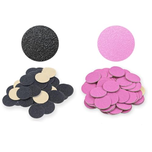 EYVRPAU 100 piezas Papel de lija, Discos con eje, Herramienta de pedicura profesional, lima electrica, torno para pies, Eliminar piel áspera, seca y muerta, Callos de los pies (25mm)