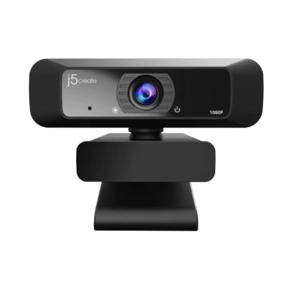 j5create JVCU100 Full HD Webcam with 360° Rotation, USB Type A Plug & Play, High-Fidelity Microphone, 1080p Wide Angle Lens, Standard UVC/UAC Protocol