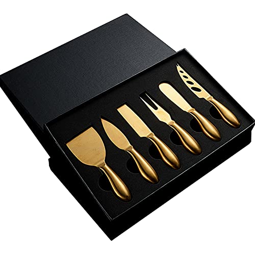 JCEGZITL 6-Piece Cheese Knives Set Premium Stainless Steel Round Handle Cheese Knife Collection With Gift Box