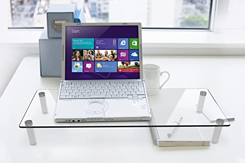 DIGITUS Universal glass monitor riser - Screen stand - Load capacity 20 kg - Anti-slip - Feet in white, Transparent, 56 x 21 x 8 cm - Image 3