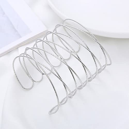 Lurrose 2 Pulso Feminino Camada Braçadeira Ajustável Manguito Braço Superior Aberto Pulseiras de Our