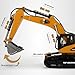 1/14 Remote Control Excavator for Adults, 2.4G 23CH 5-in-1 RC Excavator Digger with LED Lights Sound Smoke Effects, Crusher Log Grab Hydraulic Shear Claw RC Construction Vehicle Toy Gift -RTR
