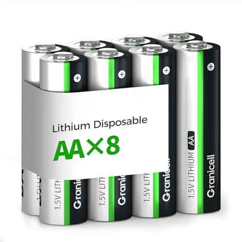 Granicell 8-Pack Optimal Lithium AA Batteries | 1.5V for Blink Cameras, Smart Locks, Alarms & Tech Devices | 10-Year Life, Leak-Proof, Extreme-Temp Resistant (Non-Rechargeable)