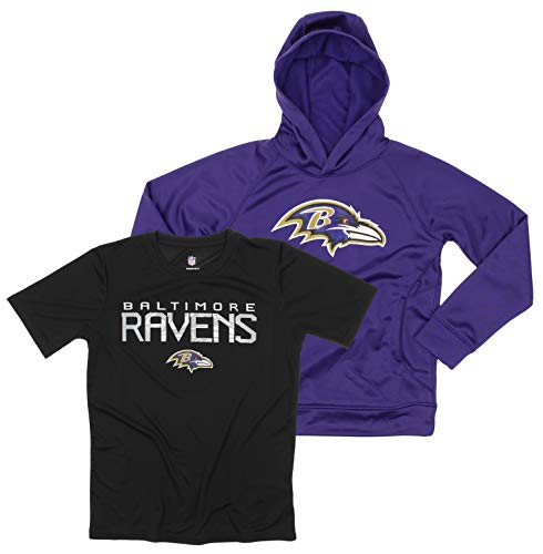 Outerstuff NFL Youth Boys (8-20) Team Color Performance Hoodie and Tee Combo Set Baltimore Ravens X-Large (20)
