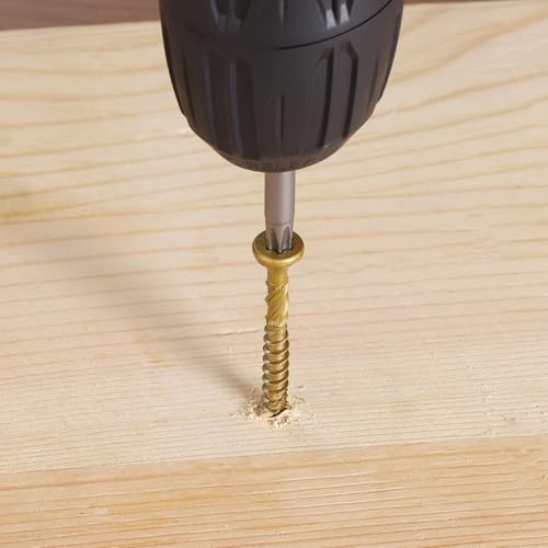 Image of #9 x 2-1 /2 in Multi-Purpose Wood Deck Screw for Interior and Exterior,Bugle Head,Golden Coated with T25 Bit Star Drive Torx for Furniture Building /Fence /Decking(1LBS,85Pcs)