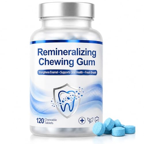 Remineralizing Gum for Fresh Breath and Deep Clean Feeling Sugar Free Oral Care Mints with Charcoal and Eggshell Powder Natural Peppermint Chewing Pieces for a Bright Looking Smile 120 Count