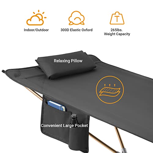 Kingcamp Camping Cot For Adults Portable Hammock With Aluminum Alloy Stand Lightweight Robust Folding Sleeping Cot Non-Slip Outdoor Hammock Bed For Indoor Patio Garden Yard Nap Sunbathing Cot Black #TOP3