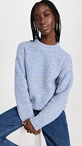 Image of Theory Women's Boxy Mock Neck Tweed Boucle Sweater