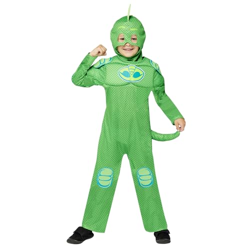 (PKT) (9908866) Disfraz de Gekko PJ Masks GID para niños (3-4 años)