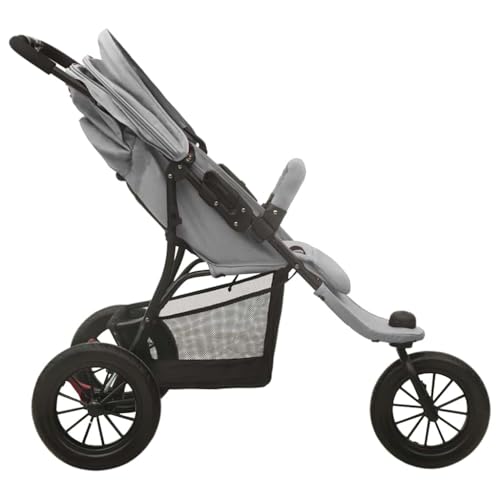 4. Bild von vidaXL Kinderwagen mit Verdeck Korb Einhand-Klappsystem Kinder Baby Buggy Kinderbuggy Kindersportwagen Reisebuggy Sportwagen Hellgrau Stahl