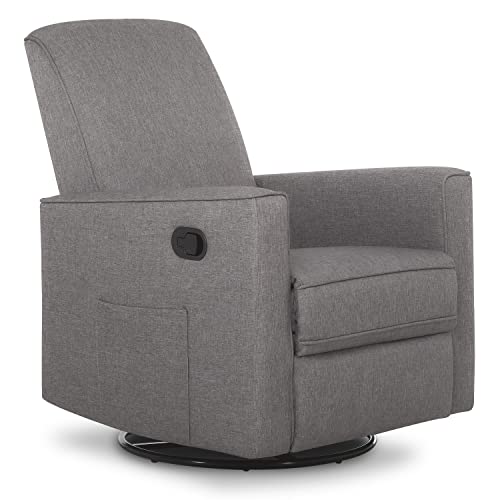 Image of Evolur Raleigh Upholstered Manual Glider Recliner– Rocking & 360° Swivel with Smooth Glide – Greenguard Gold & FSC Certified – Modern Nursery and Living Room Chair in Rustic Grey