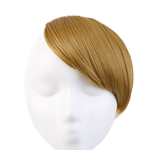 SARLA Clip in Hair Bangs Fringe Hair Extensions Swept Full Sweeping Side Synthetic Hairpiece Hair Piece For Women Japan High Temperature Fiber(B2#Golden auburn 27) …