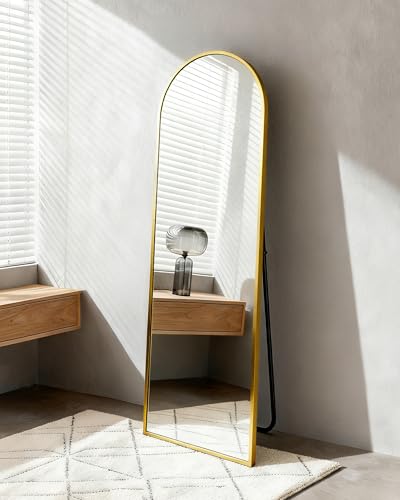 Lopekuty Rundbogen Spiegel 150 x 40 cm Minimalistischer Ganzkörperspiegel mit Aluminiumrahmen 5mm HD Sicherheitsglas Zeitloses Design für Modernes Zuhause Schlafzimmer & Flur