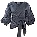 AOMEI Women Spring Summer Blouses with Puff Sleeve Sashes Shirts Tops