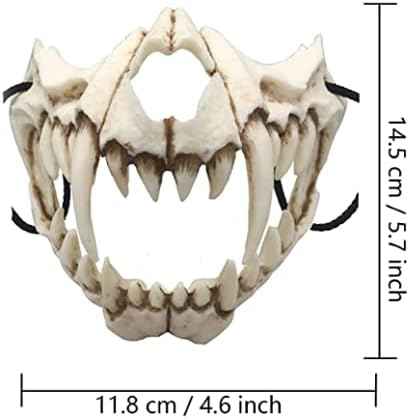 Miniatura 4 de Máscara de Halloween, máscara de medio cráneo, máscara de disfraz de media cara, máscara de calavera de media cara, máscara de fiesta de miedo,